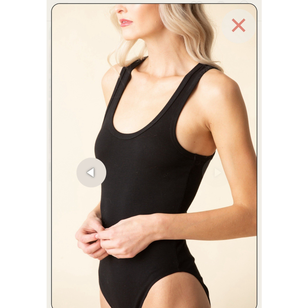 Agolde Premium Black Micro Rib Bodysuit Racerback Size S